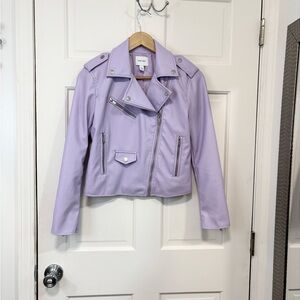 Nine West Women’s Faux Leather Moto Jacket Lilac Purple Bikercore Grunge Girly